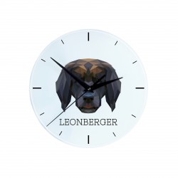Une horloge avec un chien Leoneberg. Une nouvelle collection avec le chien géométrique