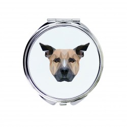 A new collection with the geometric dog A pocket mirror with a Amstaff dog