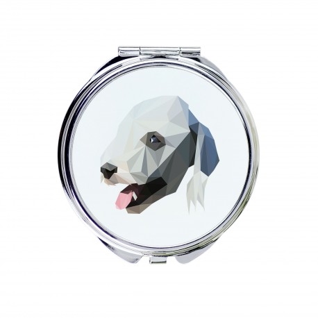Taschenspiegel mit einem Bild eines Hundes.