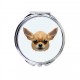 Miroir de poche avec l'image d'un chien.