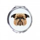 A pocket mirror with a Brussels Griffon dog. A new collection with the geometric dog