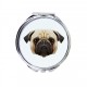 A pocket mirror with a Pug dog. A new collection with the geometric dog