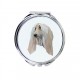A pocket mirror with a Afghan Hound dog. A new collection with the geometric dog