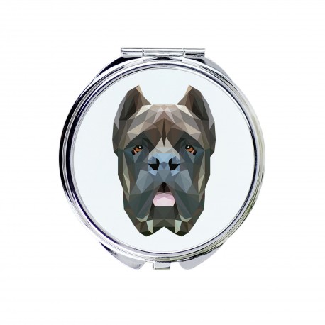Taschenspiegel mit einem Bild eines Hundes.