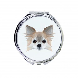 A pocket mirror with a Chihuahua 2 dog. A new collection with the geometric dog