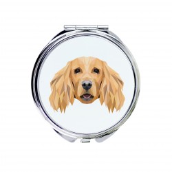 Un miroir de poche avec un chien Cocker spaniel anglais. Une nouvelle collection avec le chien géométrique