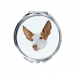 Un miroir de poche avec un chien Podenco d'Ibiza. Une nouvelle collection avec le chien géométrique