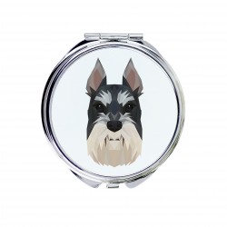 A pocket mirror with a Schnauzer cropped dog. A new collection with the geometric dog