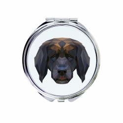 Un miroir de poche avec un chien Leoneberg. Une nouvelle collection avec le chien géométrique