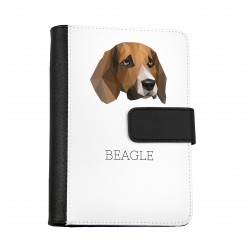 Cuaderno, libro con un perro Beagle inglés. Una nueva colección con el perro geométrico
