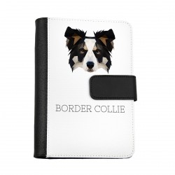 Cuaderno, libro con un perro Collie fronterizo. Una nueva colección con el perro geométrico