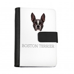 Carnet de notes, livre avec un chien Terrier de Boston. Une nouvelle collection avec le chien géométrique