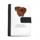 Cuaderno, libro con un perro Dogue de Bordeaux. Una nueva colección con el perro geométrico
