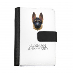 Taccuino, prenota con un cane Pastore tedesco. Una nuova collezione con il cane geometrico