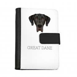 Cuaderno, libro con un perro Gran danés. Una nueva colección con el perro geométrico