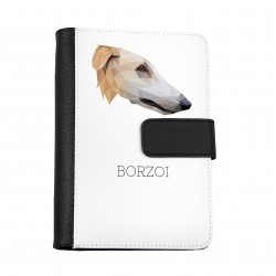 Carnet de notes, livre avec un chien Barzoï. Une nouvelle collection avec le chien géométrique