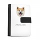 Cuaderno, libro con un perro Akita inu. Una nueva colección con el perro geométrico