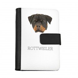 Carnet de notes, livre avec un chien Rottweiler. Une nouvelle collection avec le chien géométrique