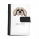 Cuaderno, libro con un perro Shih Tzu. Una nueva colección con el perro geométrico
