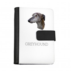 Taccuino, prenota con un cane Greyhound. Una nuova collezione con il cane geometrico