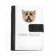 Cuaderno, libro con un perro Cairn Terrier. Una nueva colección con el perro geométrico