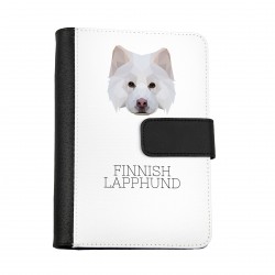 Notebook, book with a Finnish Lapphund dog. A new collection with the geometric dog