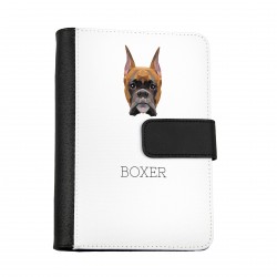 Taccuino, prenota con un cane Boxer tedesco cropped. Una nuova collezione con il cane geometrico