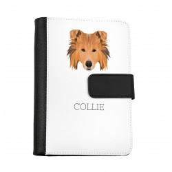 Cuaderno, libro con un perro Collie. Una nueva colección con el perro geométrico