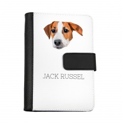 Cuaderno, libro con un perro Jack Russell Terrier. Una nueva colección con el perro geométrico
