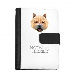 Carnet de notes, livre avec un chien Norwich Terrier. Une nouvelle collection avec le chien géométrique