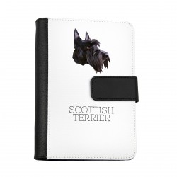Notebook, book with a Scottish Terrier dog. A new collection with the geometric dog
