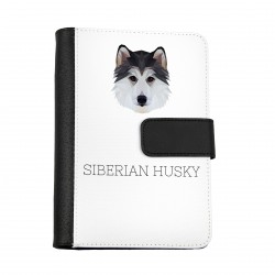 Carnet de notes, livre avec un chien Husky sibérien. Une nouvelle collection avec le chien géométrique