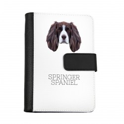 Cuaderno, libro con un perro Springer Spaniel Inglés. Una nueva colección con el perro geométrico