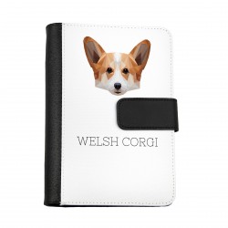 Carnet de notes, livre avec un chien Welsh corgi cardigan. Une nouvelle collection avec le chien géométrique