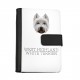 Cuaderno, libro con un perro West Highland White Terrier. Una nueva colección con el perro geométrico