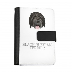 Notebook, book with a Black Russian Terrier dog. A new collection with the geometric dog