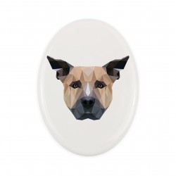 Ceramiczna płytka nagrobna Staffordshire Bullterrier, pies geometryczny