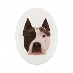 Ceramiczna płytka nagrobna Amerykański staffordshire terier, pies geometryczny.