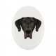 A ceramic tombstone plaque with a Great Dane dog. Geometric dog