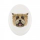 Una lapide in ceramica con un cane Cairn Terrier. Cane geometrico