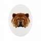 A ceramic tombstone plaque with a Chow chow dog. Geometric dog
