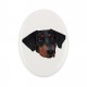 Una placa de cerámica con un perro Dobermann uncropped. Perro geométrico.