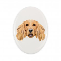 Ceramiczna płytka nagrobna Cocker spaniel angielski, pies geometryczny.