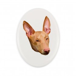 Una placa de cerámica con un perro Podenco faraónico. Perro geométrico.