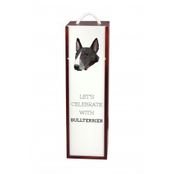 Bull terrier inglés - Caja de vino con una imagen de perro.