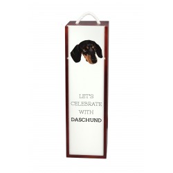 Perro salchicha smoothhaired- Caja de vino con una imagen de perro.
