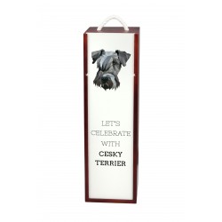 Let’s celebrate with Cesky Terrier. A wine box with the geometric dog