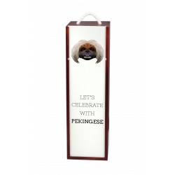 Let’s celebrate with Pekingese. A wine box with the geometric dog