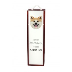 Akita inu - Boîte pour le vin avec l'image d'un chien.