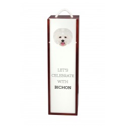 Let’s celebrate with Bichon Frise. A wine box with the geometric dog